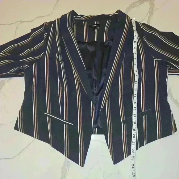 Torrid Crepe Cut Away Blazer Blue Tan Womens Size 2x - Picture 5 of 11